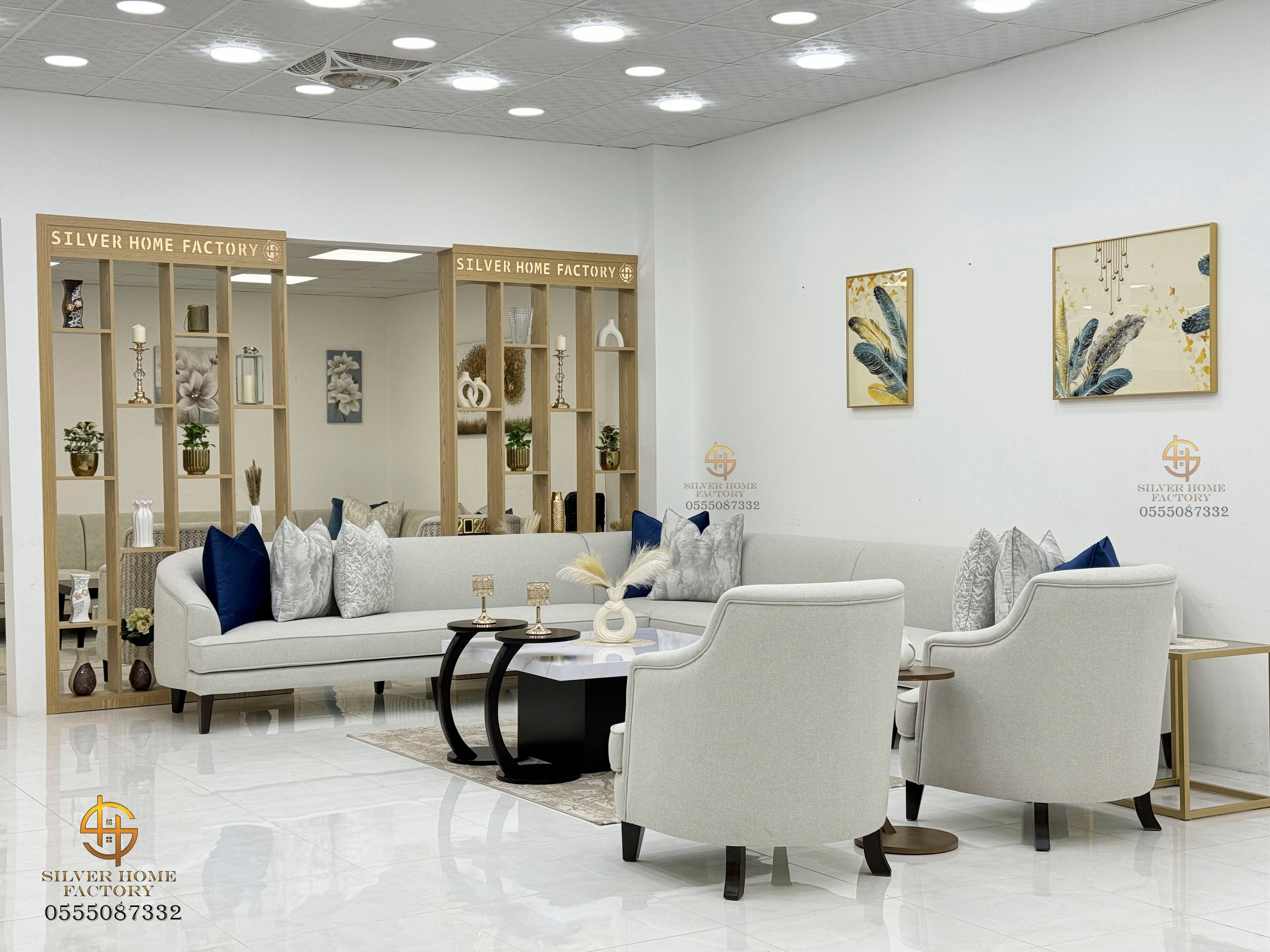 Wesal Modern Silver & Blue