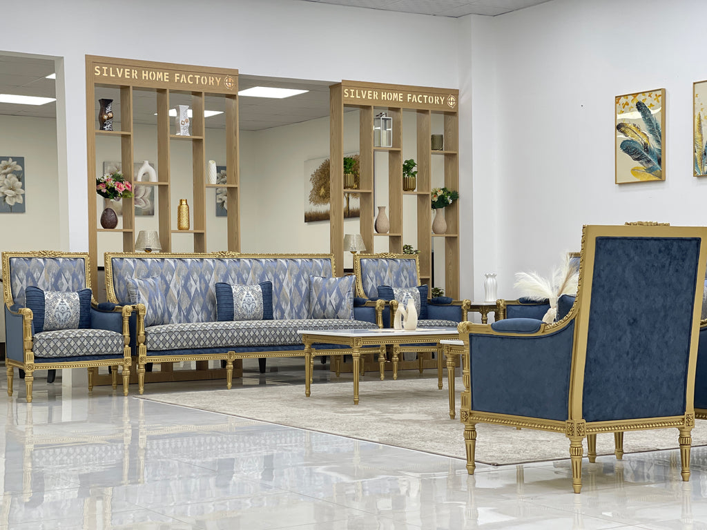 طقم مجلس باللون الأزرق الملكي