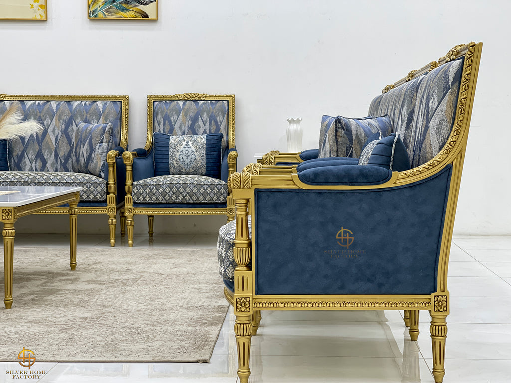 طقم مجلس باللون الأزرق الملكي