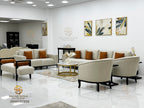 Elegant Turkish Seating Set in Warm Orange and Beige